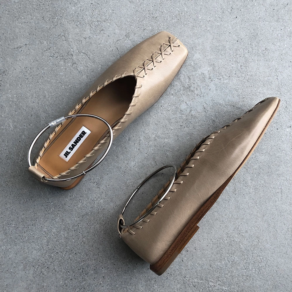 Whipstitch Square Toe Ballerina, Open Brown Boot For Broken Ankle