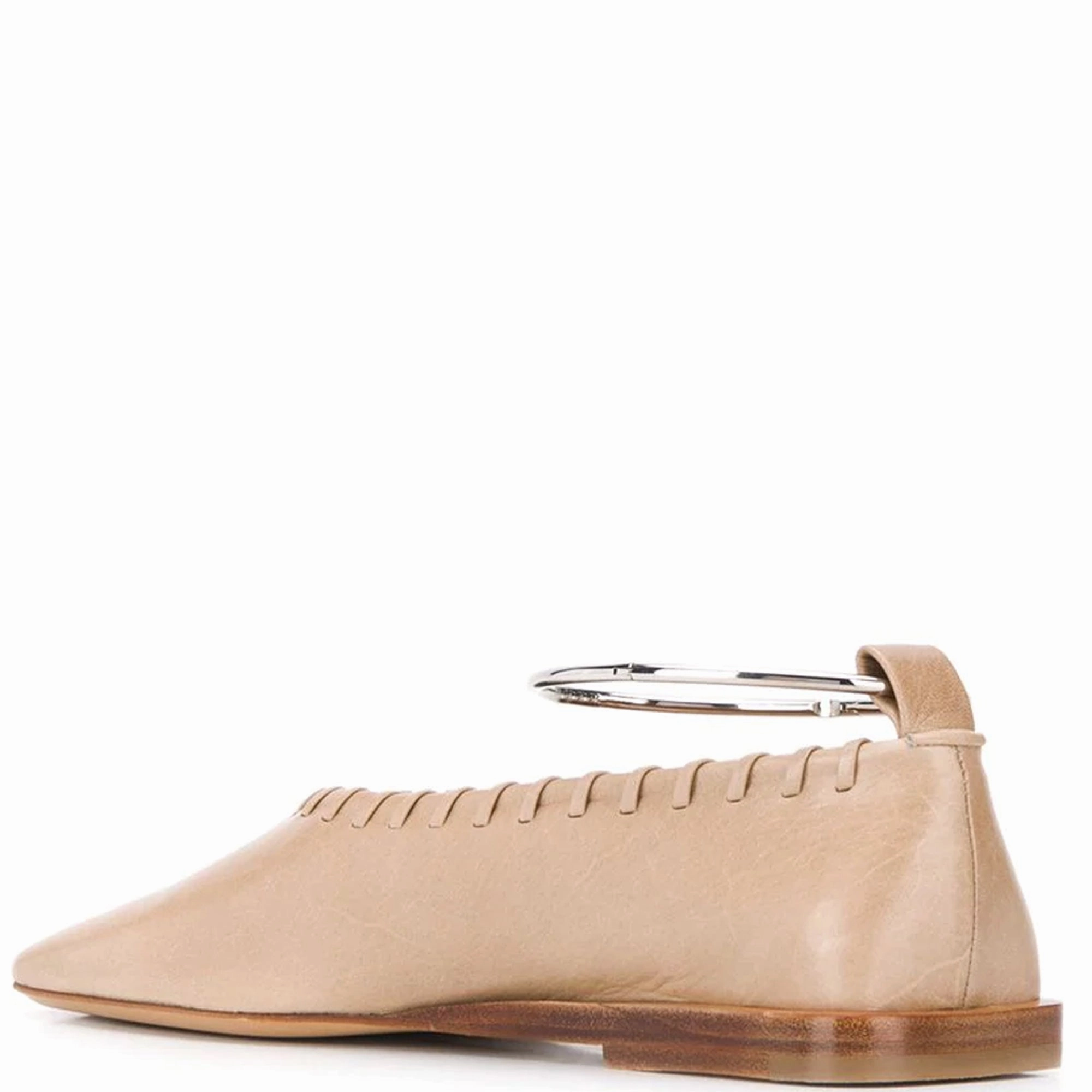 Irresistible Heeled Ankle Boots Whipstitch Square Toe Ballerina, Open Brown