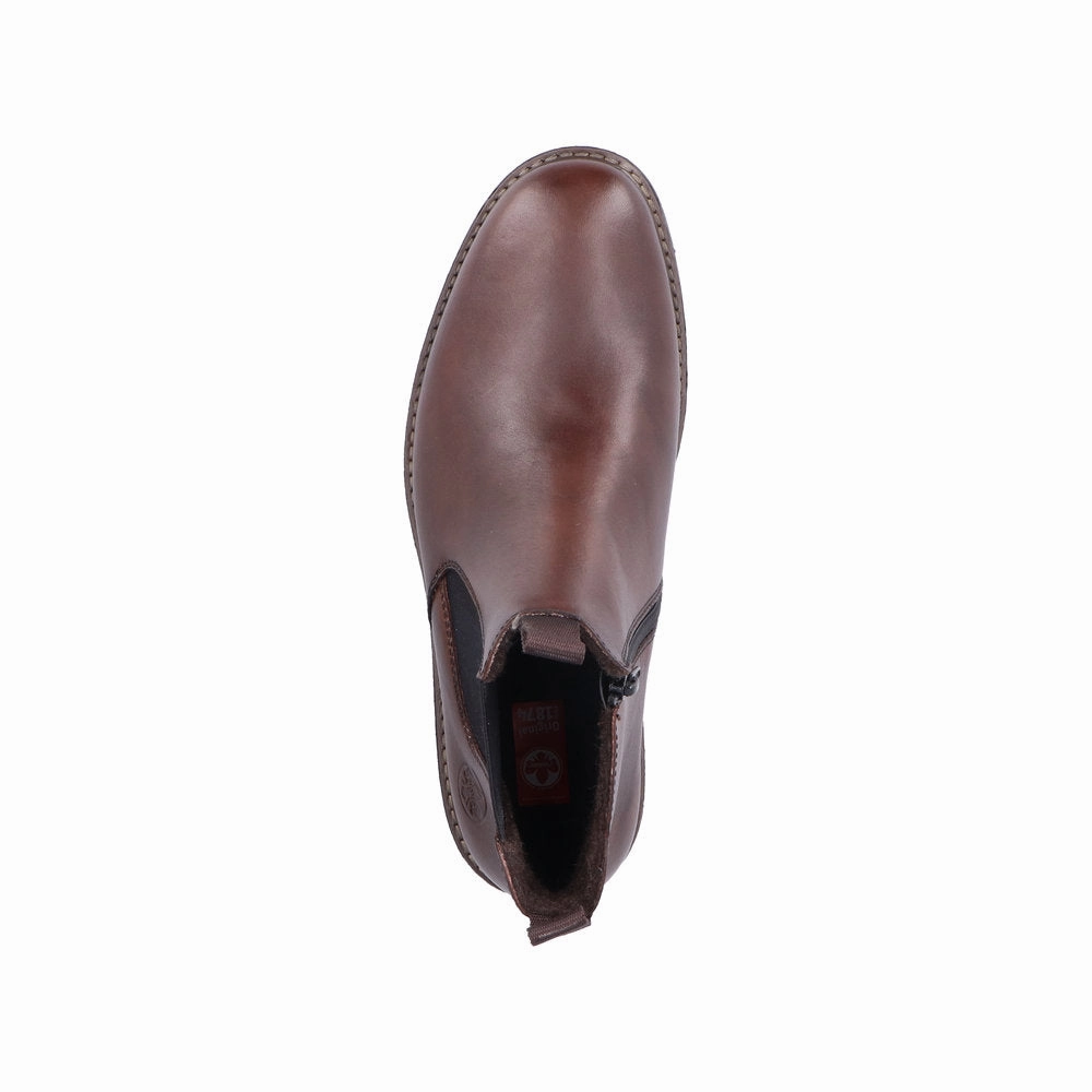 Rieker 33180-26 Mens Brown Leather Side Zip Ankle Boots Warm Winter Boots Women