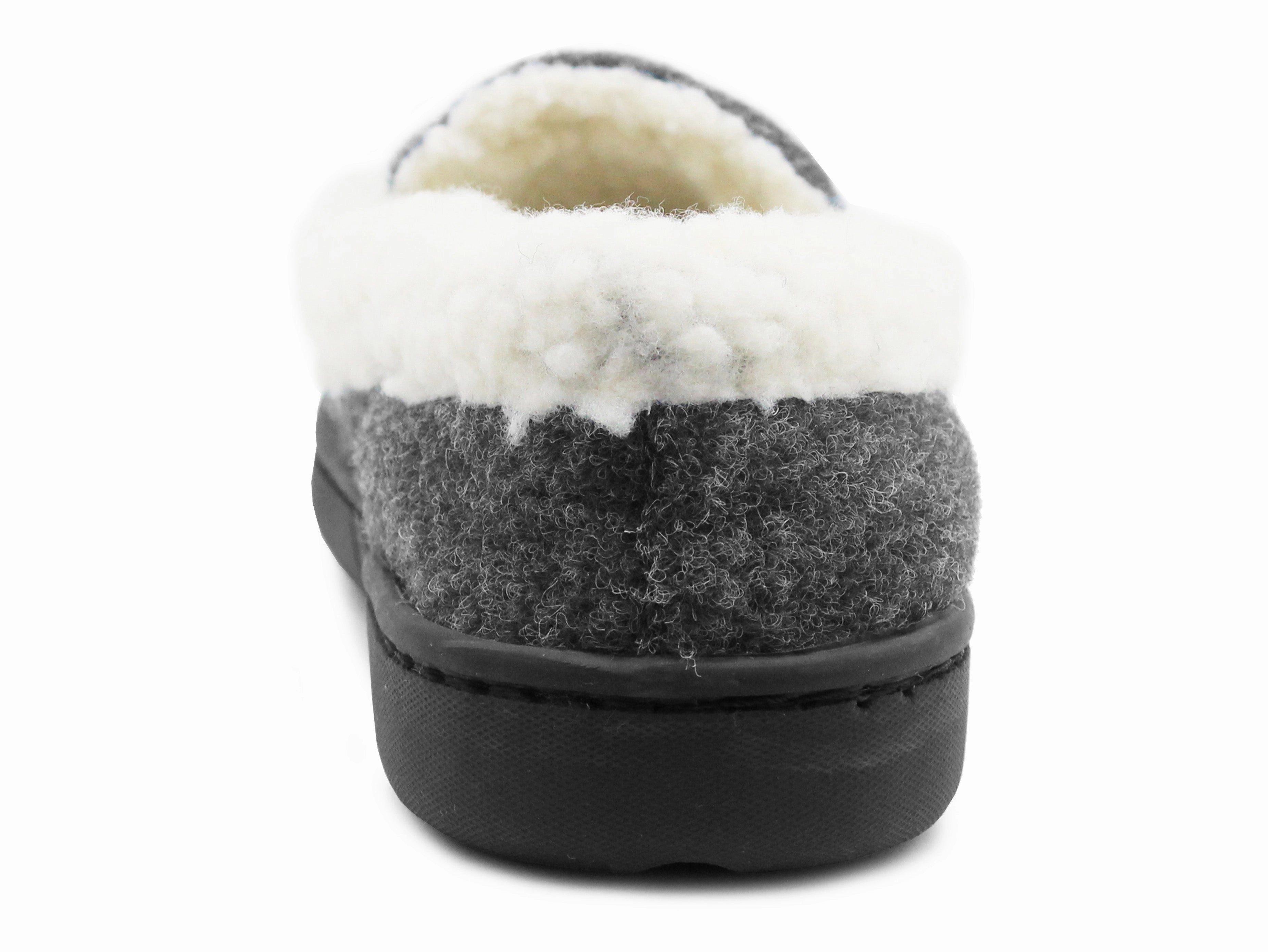 Boys Kids Warm Lined Slippers Grey Thermal Fleece Lined Winter Slip On House Shoes Conchas Slippers