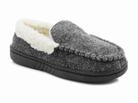 Miku Slippers Boys Kids Warm Lined Slippers Grey Thermal Fleece Lined Winter Slip On House Shoes