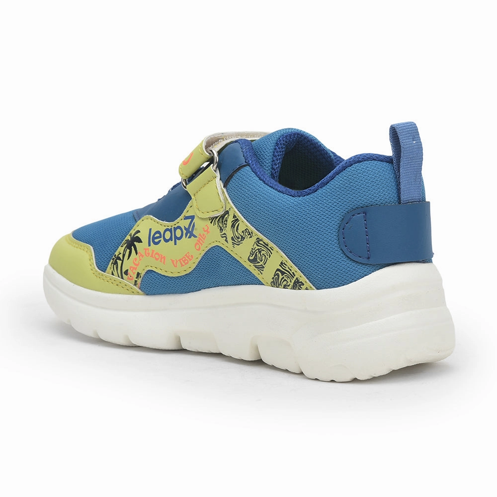 Leap7x Royal Blue Sports Non Lacing Walking Shoes For Kids TURBO-1E By Liberty For Flat Feet Walk A Mile In My