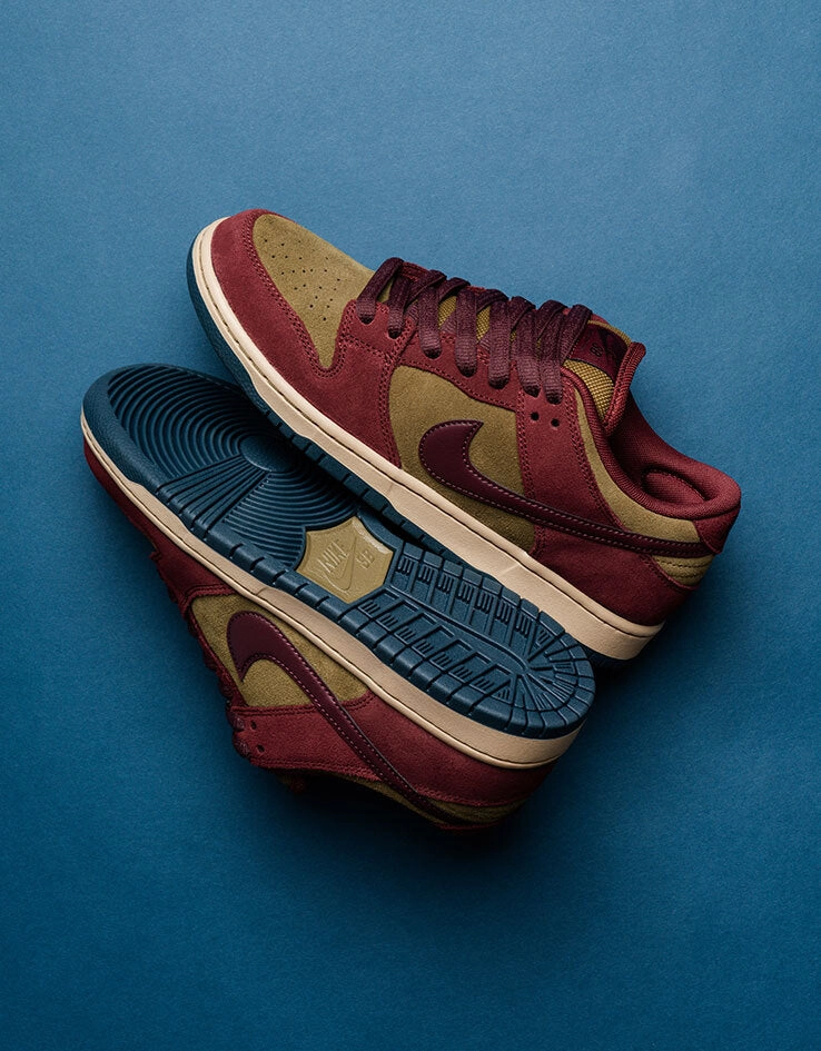 Nike SB Dunk Low Pro Skate Shoes - Dark Team Red/Burgundy Crush-Olive Gym Shoes Nike