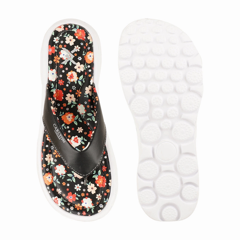 Fabric Covered Flip Flops Women's Floral Print Comfort Thong Flip-Flops