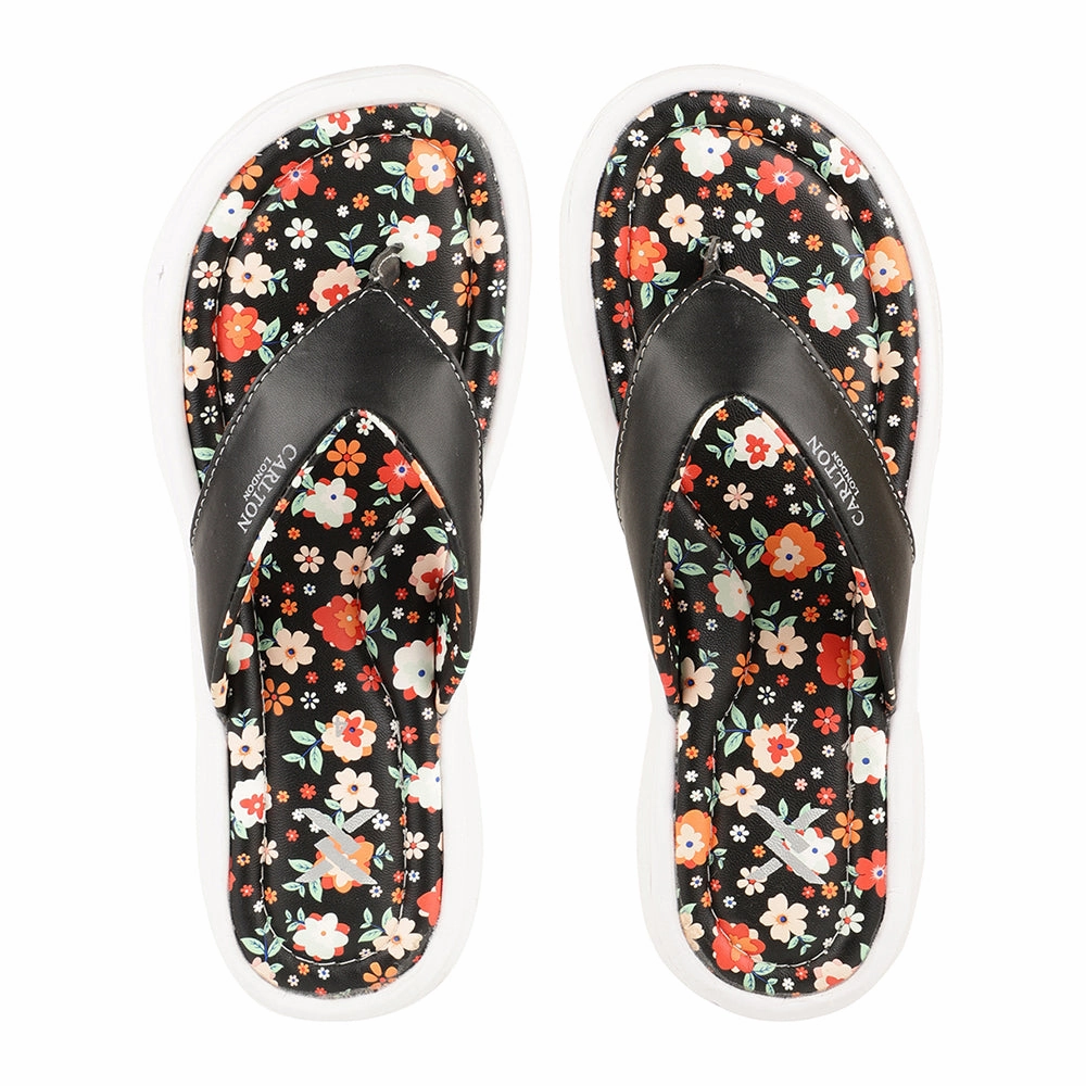 Women's Floral Print Comfort Thong Flip-Flops Best High Arch Support Flip Flops