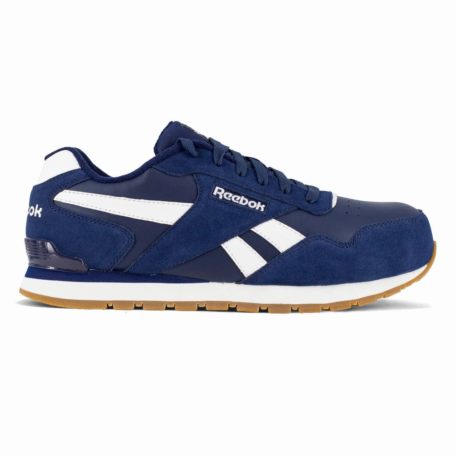 Reebok Mens Navy/White Leather Work Shoes Harman Classic Sneaker CT Cleaners For Boots
