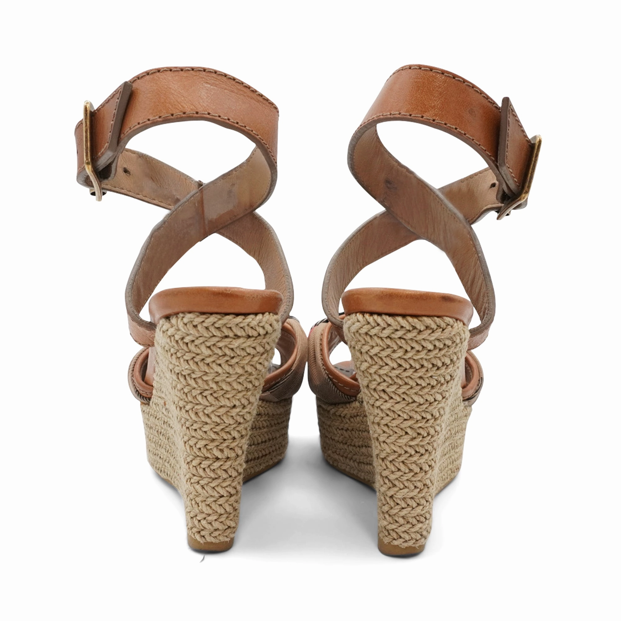 Leopard Heel Ankle Boots Burberry Espadrille Wedge - Women's 36