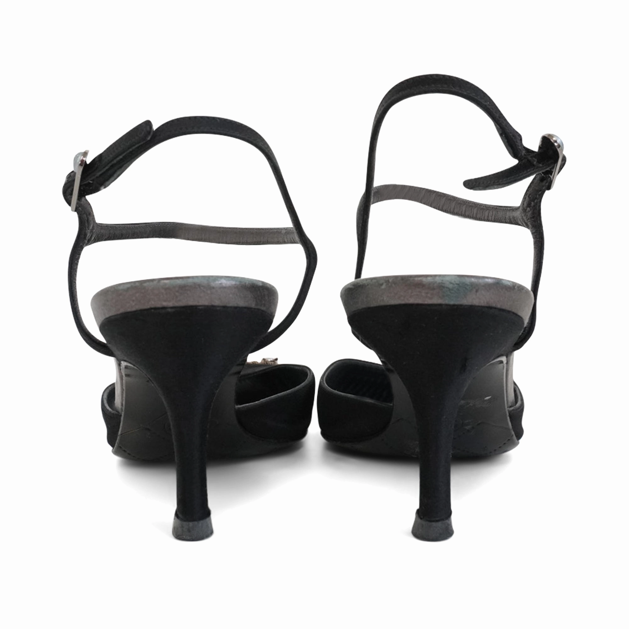 Vintage Casual Short Ankle Boots Chanel Vintage Satin Heels - Women's 39