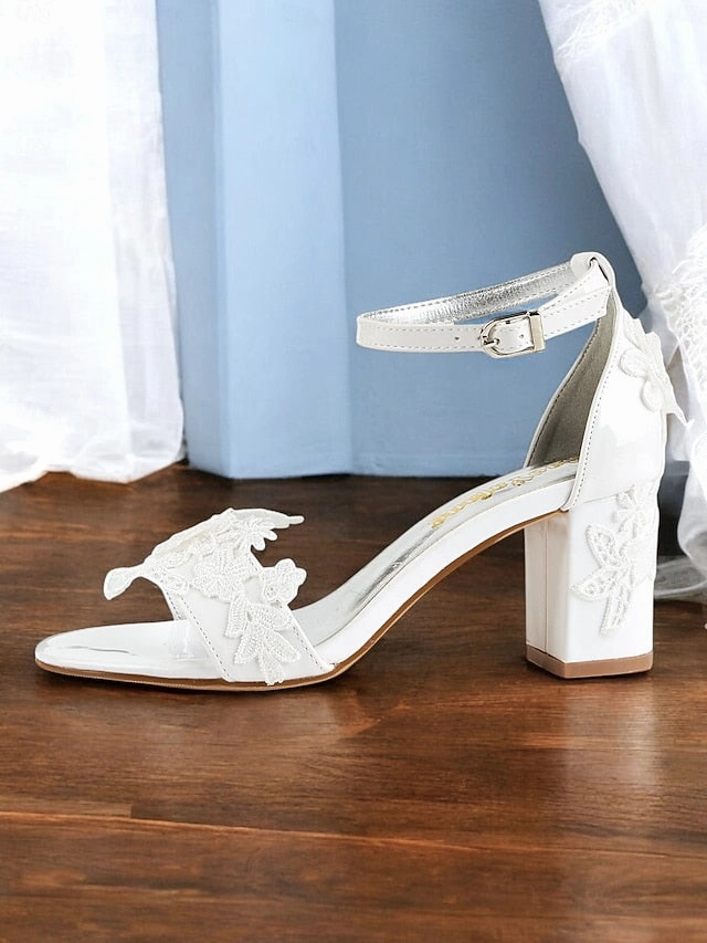 Bridal White for Lace with - Open-Toe Ankle Strap Heels Women Wide Fit Ankle Boots