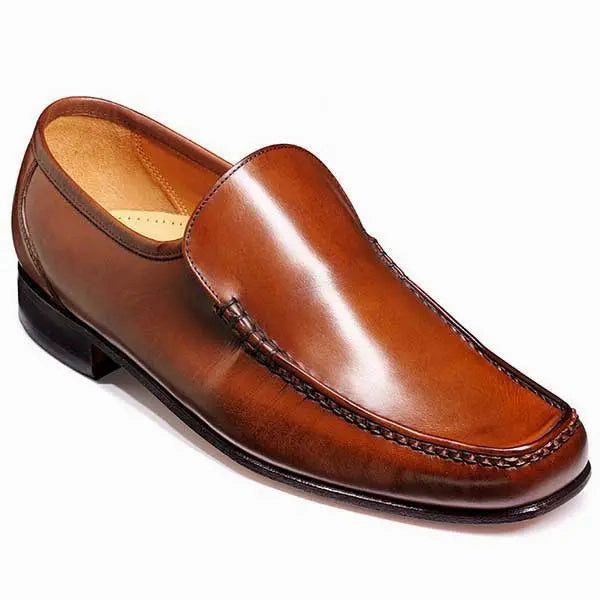 BARKER Javron Shoes - Mens Moccasins - Brown Burnished Calf Johnston & Murphy Upton Plain Toe Oxfords
