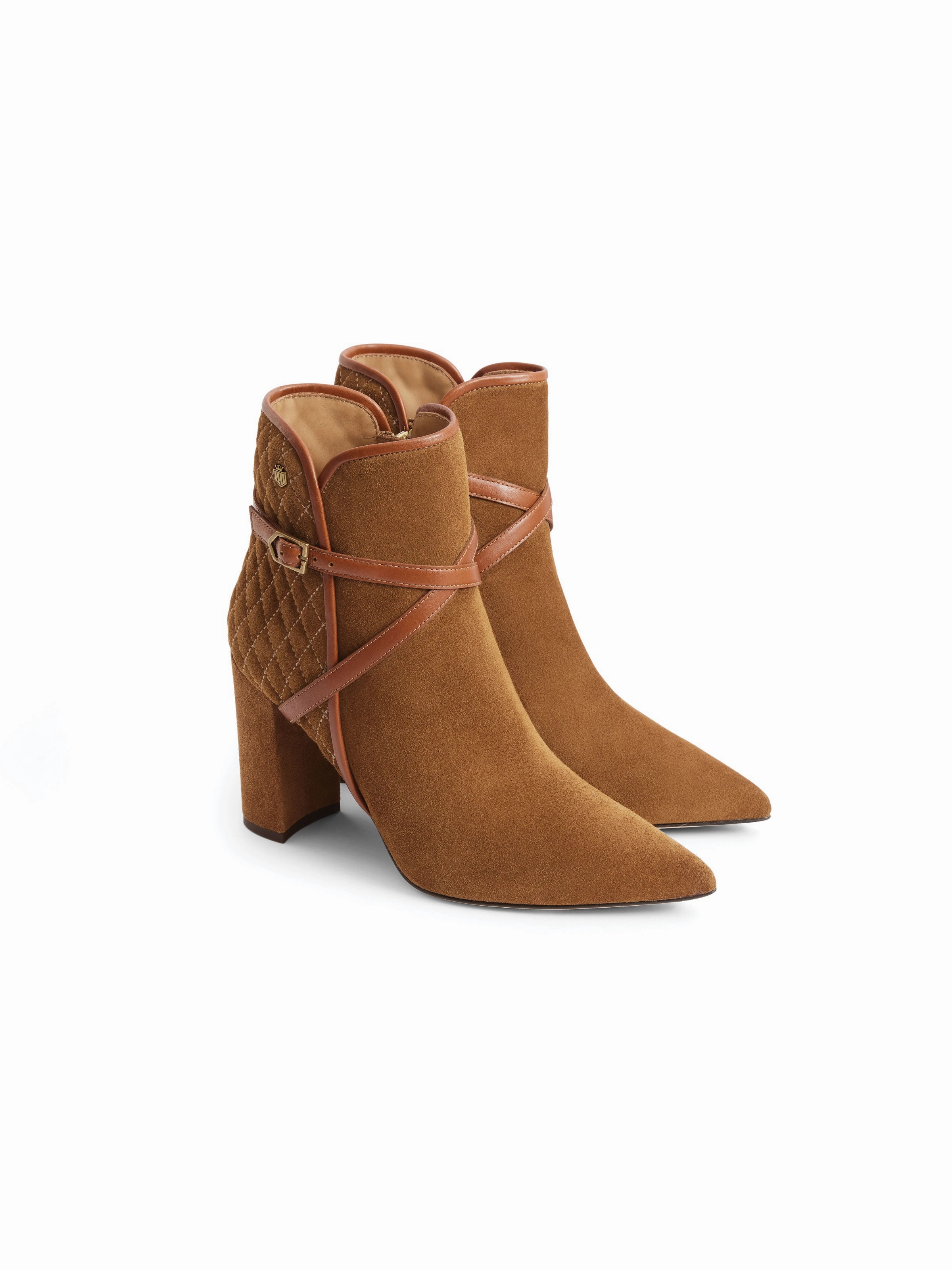 Chiswick - Quilted Tan Suede Mm6 Square Toe Ankle Boots