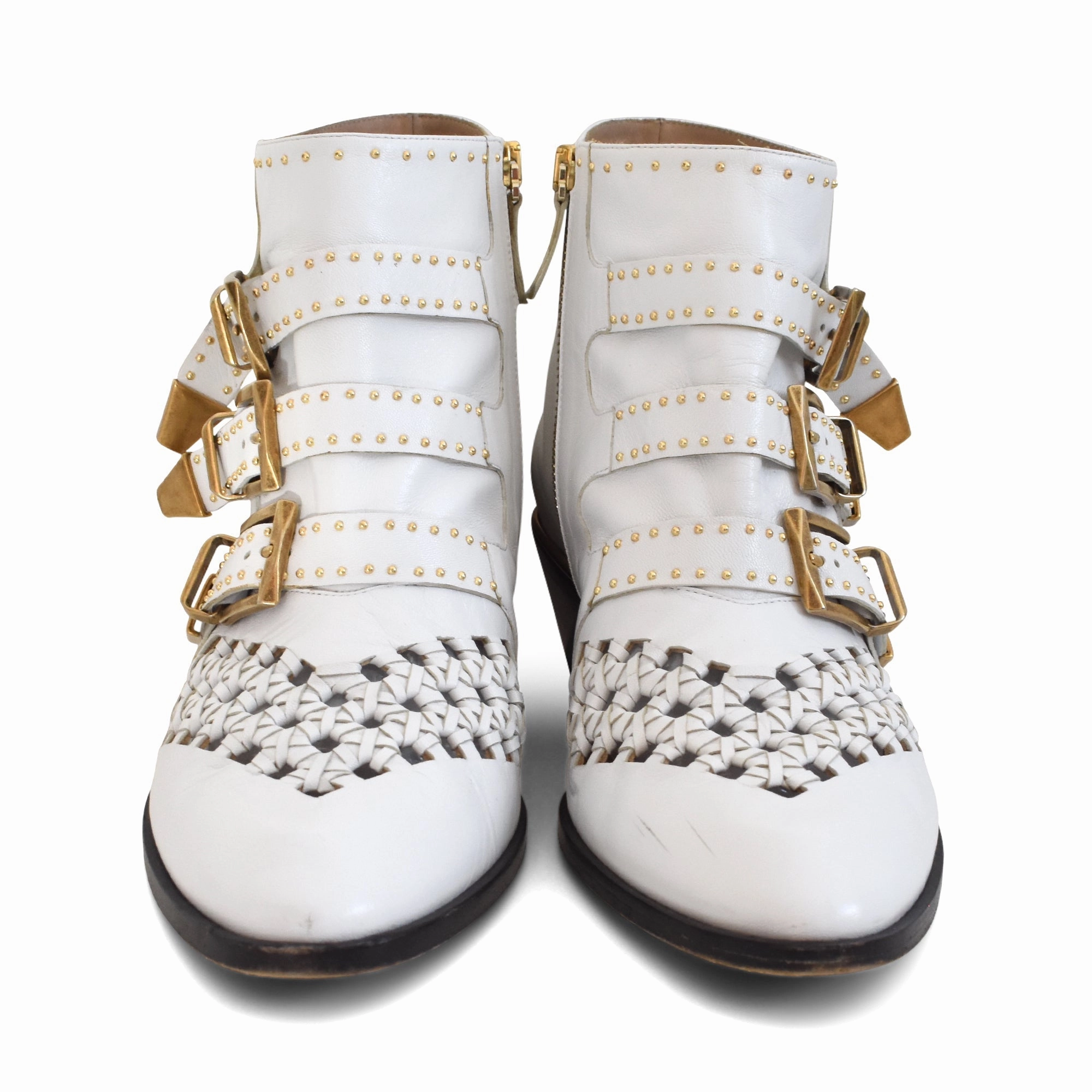 Tucker Wool-lined Leather Ankle Boots Chloe Susanna Cutout Booties - Women's 40