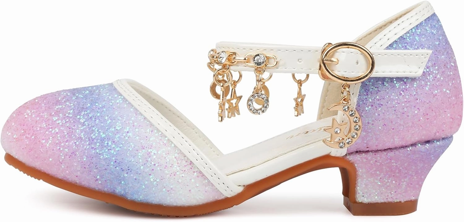 ChuLian Girls Dress Shoes Glitter Sequins Princess Low Heels Party Dance Shoes Party Wedding Flower Girls Sandals Asics Noosa Tri Running Shoes