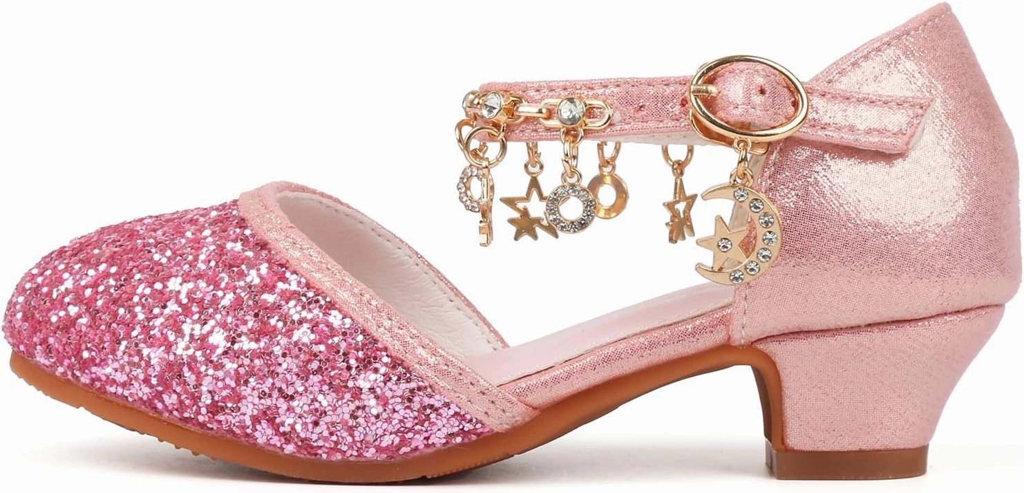 ChuLian Girls Dress Shoes Glitter Sequins Princess Low Heels Party Dance Shoes Party Wedding Flower Girls Sandals Asics Gel Nimbus Walking Shoes