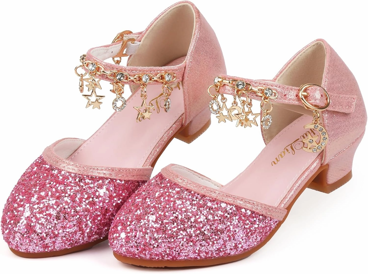 ChuLian Girls Dress Shoes Glitter Sequins Princess Low Heels Party Dance Shoes Party Wedding Flower Girls Sandals Asics Shoe Stock