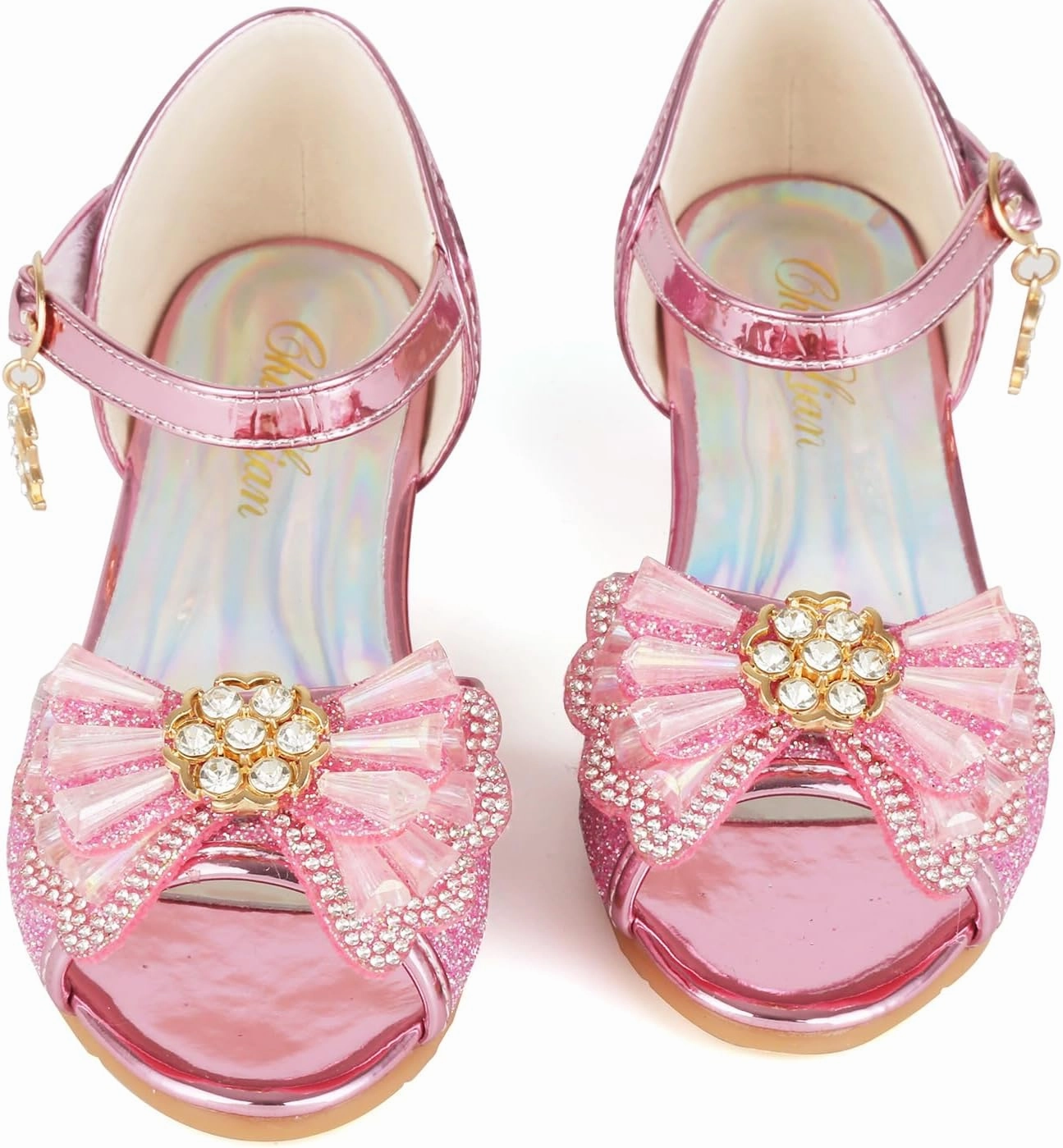 ChuLian Girls Dress Shoes Princess High Heels Sparkly Bow Dress Sandals Party Wedding Flower Girls Shoes Toddler Little Big Kid Asics Tiger Sport Shoes