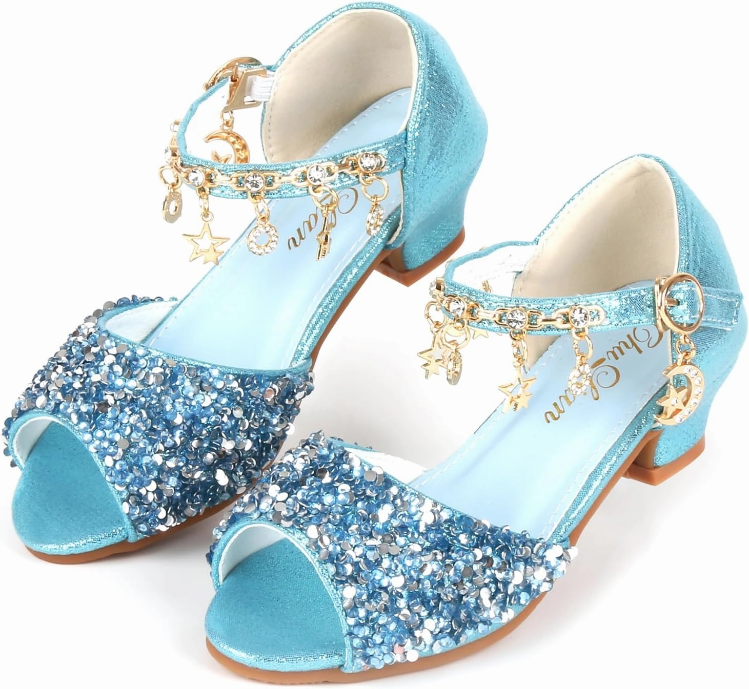 ChuLian Girls Dress Shoes Sparkly Princess High Heels Peep Toe Party Wedding Flower Girls Shoes Sandals Toddler Little Big Kid Asics Tiger Ultraflex Wrestling Shoes
