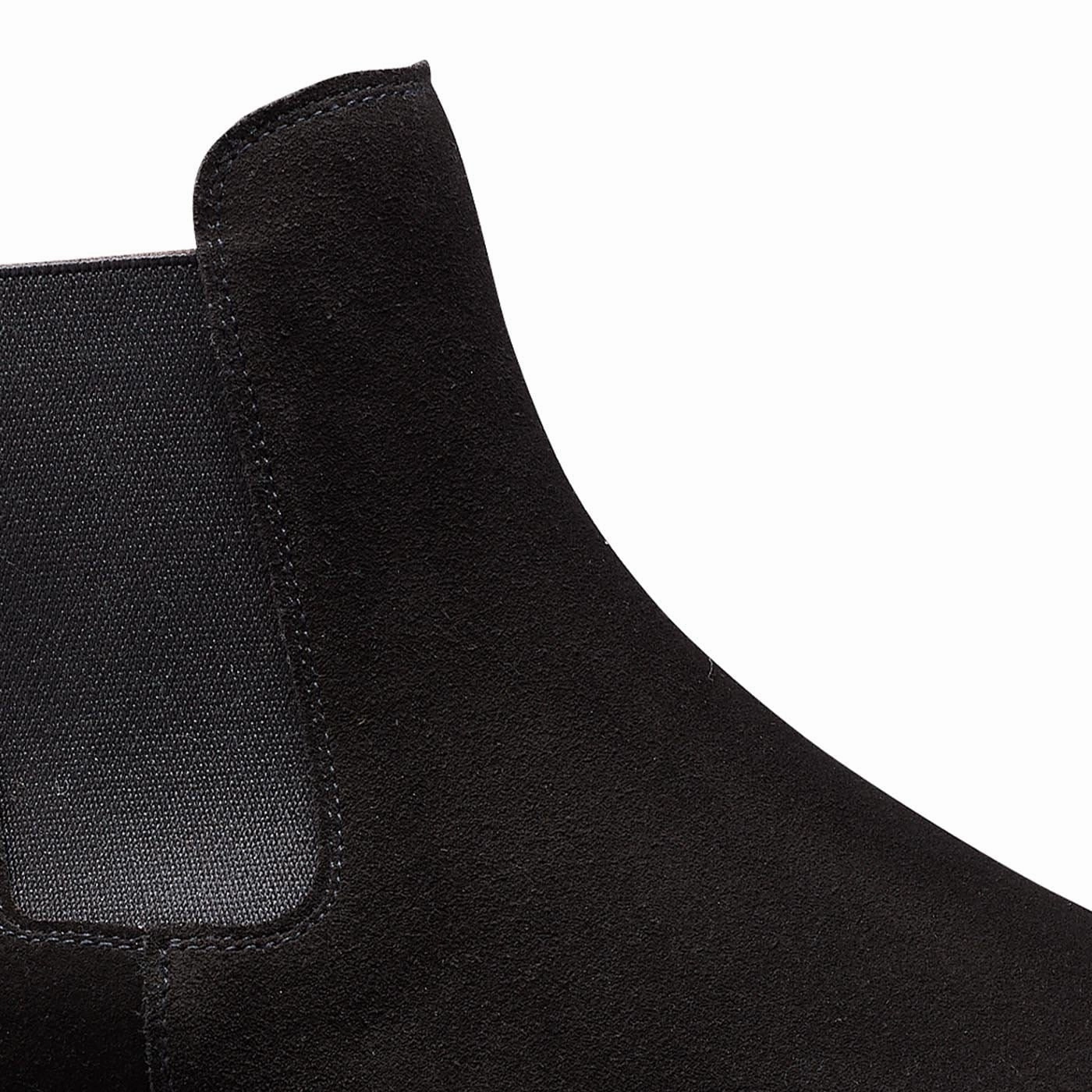Poppy Black Suede Polished Smooth Leather Chelsea Boots