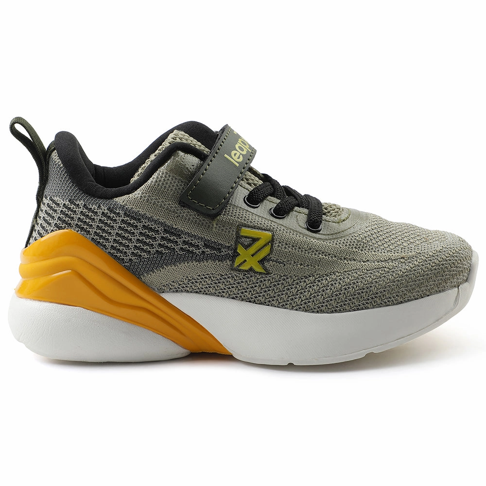 Best Running Shoes For Neutral Leap7x Olive Green Sports Lacing Running Shoes For Kids COVER-02 By Liberty
