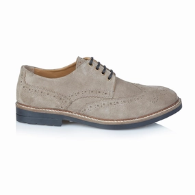 Tooting Suede Leather Smart Casual Brogue Shoes - Grey And Union Shoes Oxfords