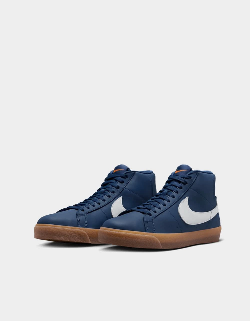 Nike Air Max Back To The Future Shoes Nike SB Zoom Blazer Mid ISO Skate Shoes - Navy/White-Navy-Gum Lt Brown-Midnight Navy-Safety Orange