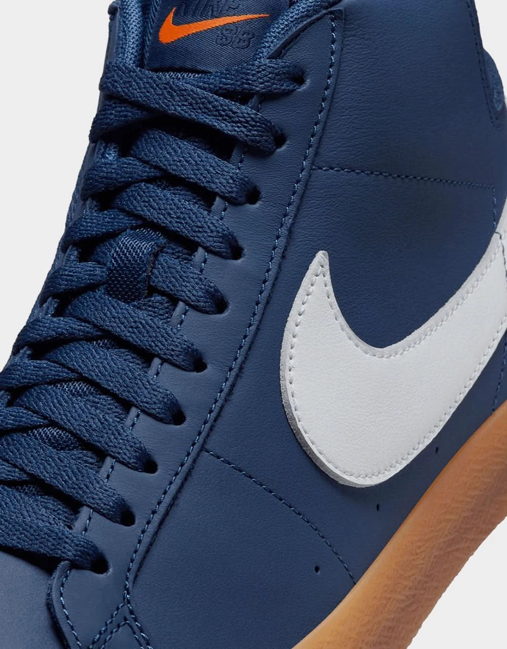 Nike SB Zoom Blazer Mid ISO Skate Shoes - Navy/White-Navy-Gum Lt Brown-Midnight Navy-Safety Orange Basketball Shoes Sale Nike