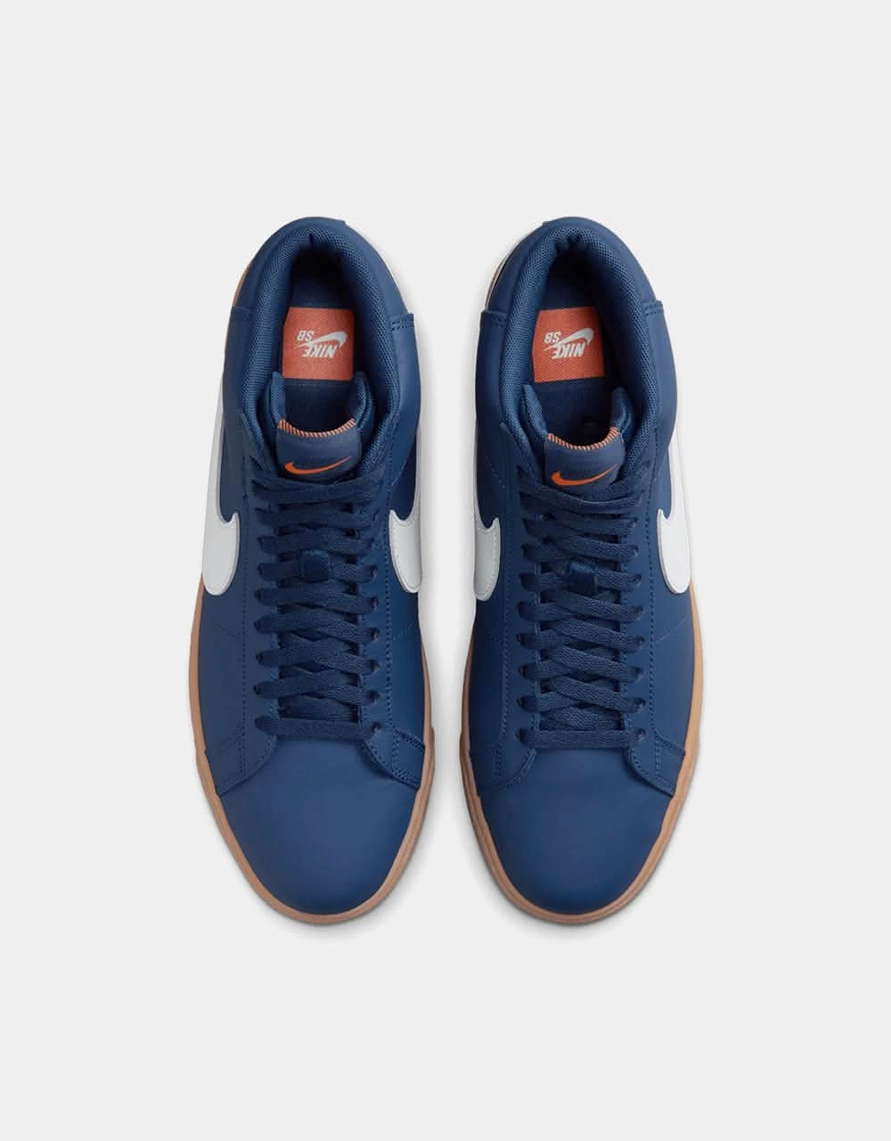 Nike SB Zoom Blazer Mid ISO Skate Shoes - Navy/White-Navy-Gum Lt Brown-Midnight Navy-Safety Orange Nike Doernbecher Shoes