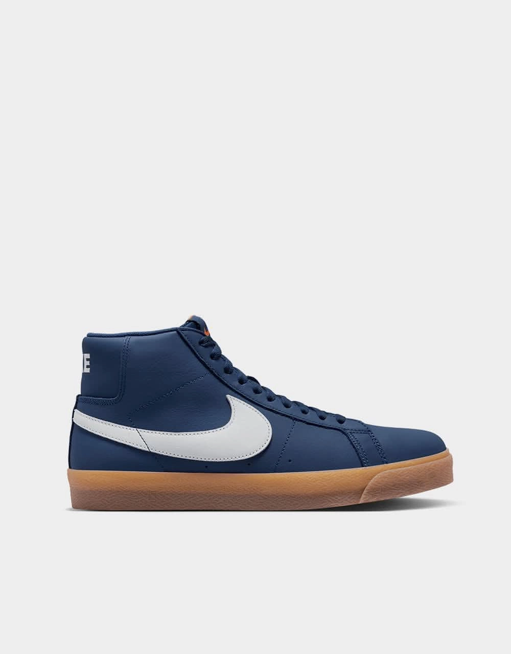 Nike SB Zoom Blazer Mid ISO Skate Shoes - Navy/White-Navy-Gum Lt Brown-Midnight Navy-Safety Orange Nike Shox Basketball Shoes