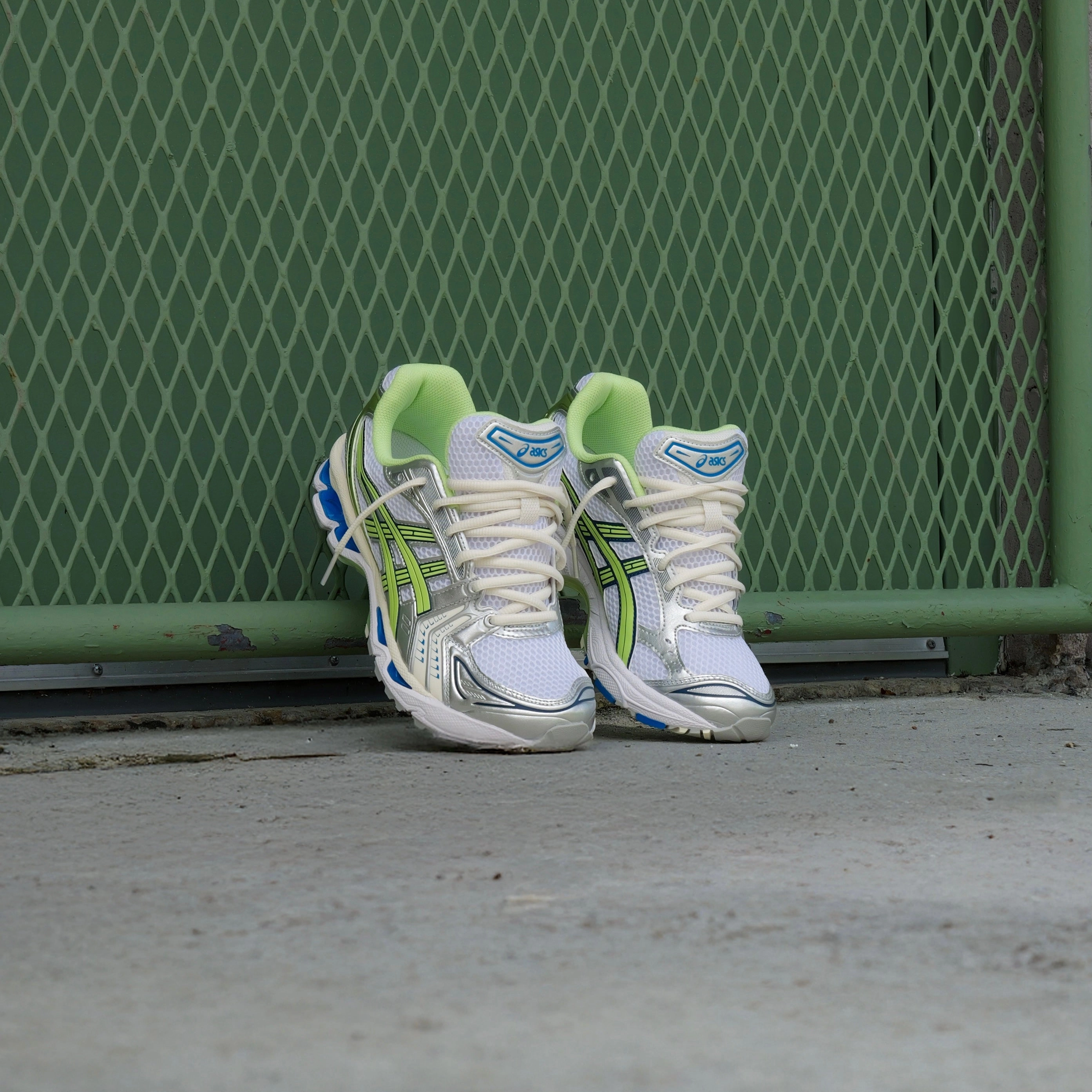 Mens Asics Gel-Kayano 14 (White/Lime Green) Asics High Cushion Running Shoes