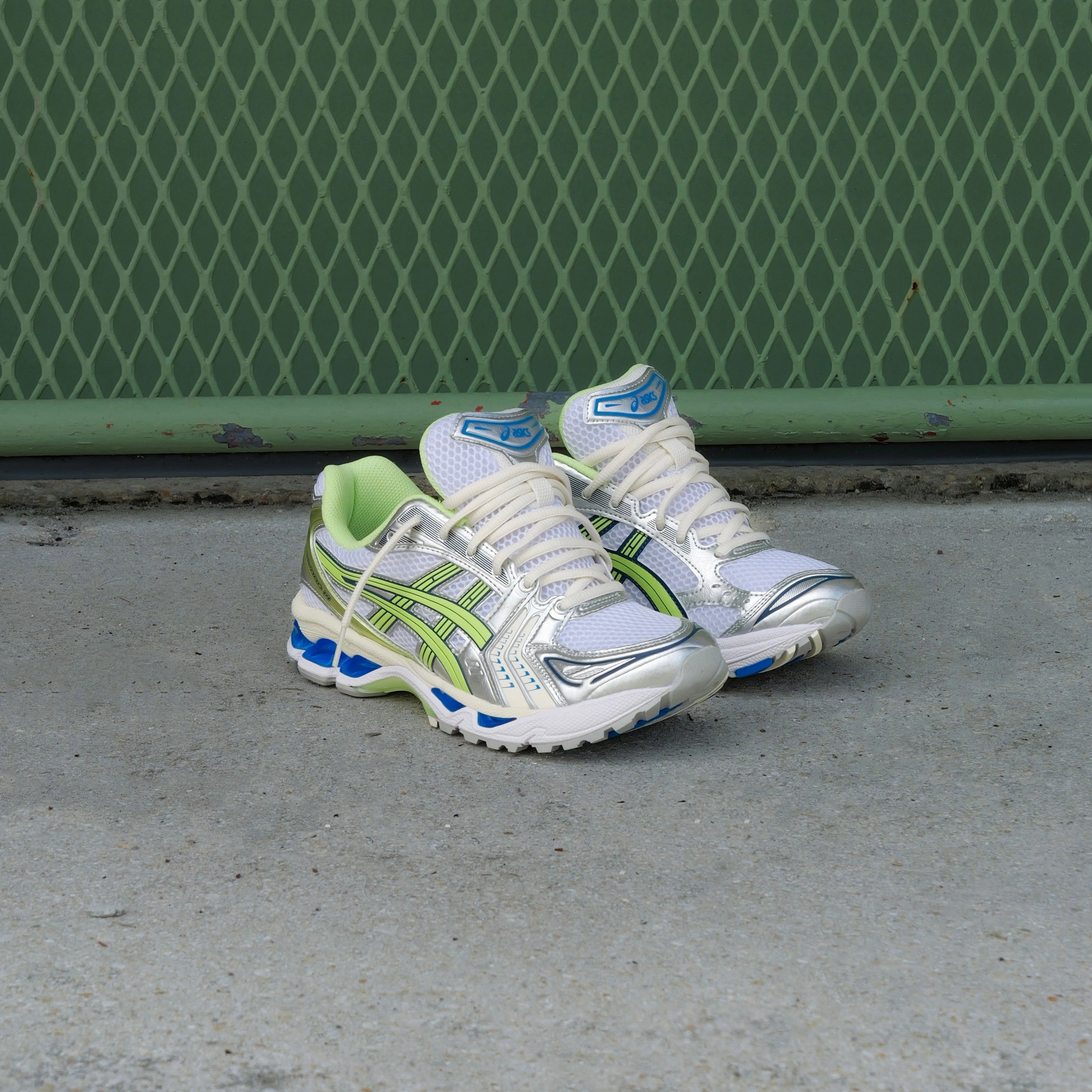 Top Asics Volleyball Shoes Mens Asics Gel-Kayano 14 (White/Lime Green)