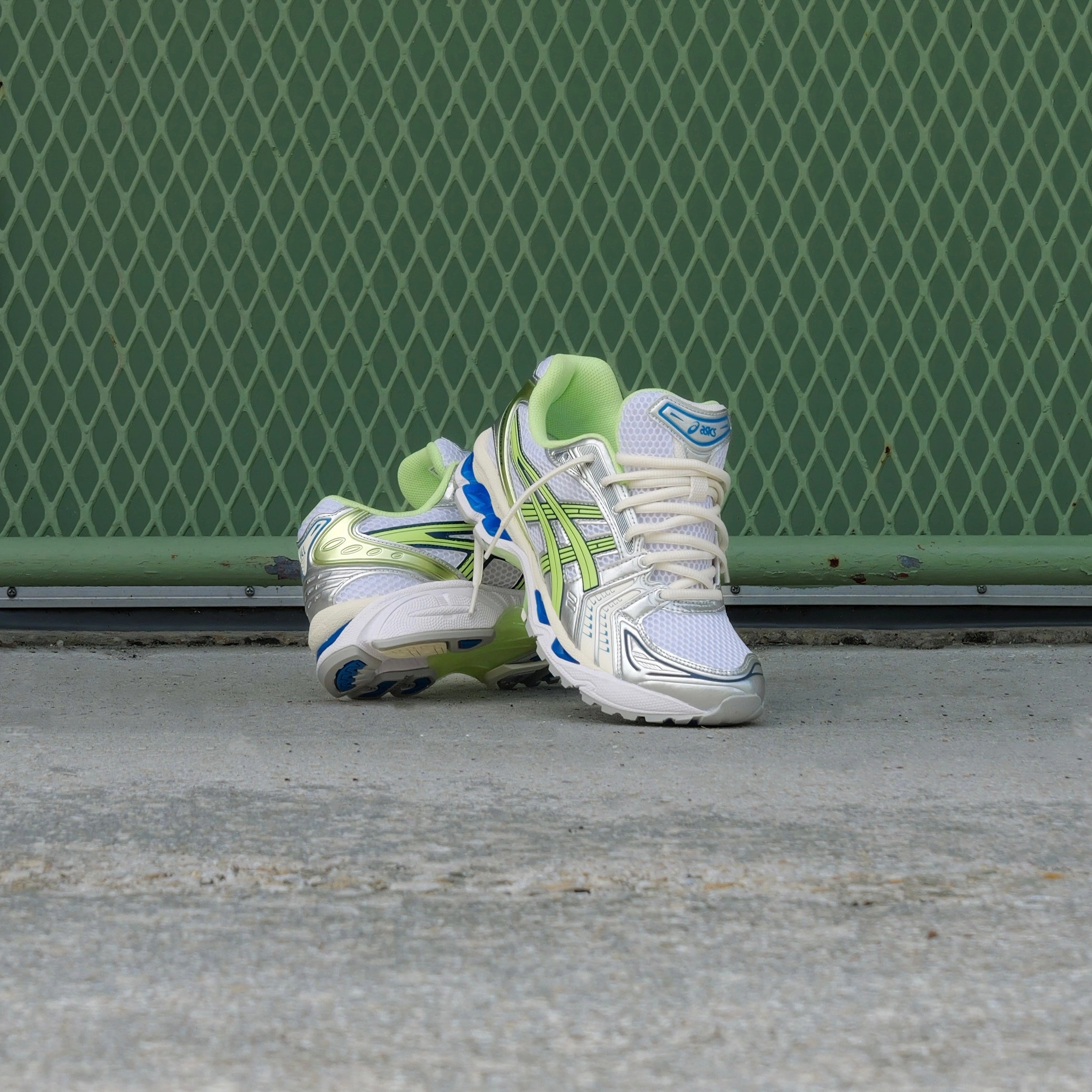 Mens Asics Gel-Kayano 14 (White/Lime Green) Top Asics Trail Running Shoes