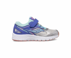 Walking On Treadmill Without Cohesion 14 A/C Sneaker Silver/Periwinkle/Turquoise (10.5c-3.5y)