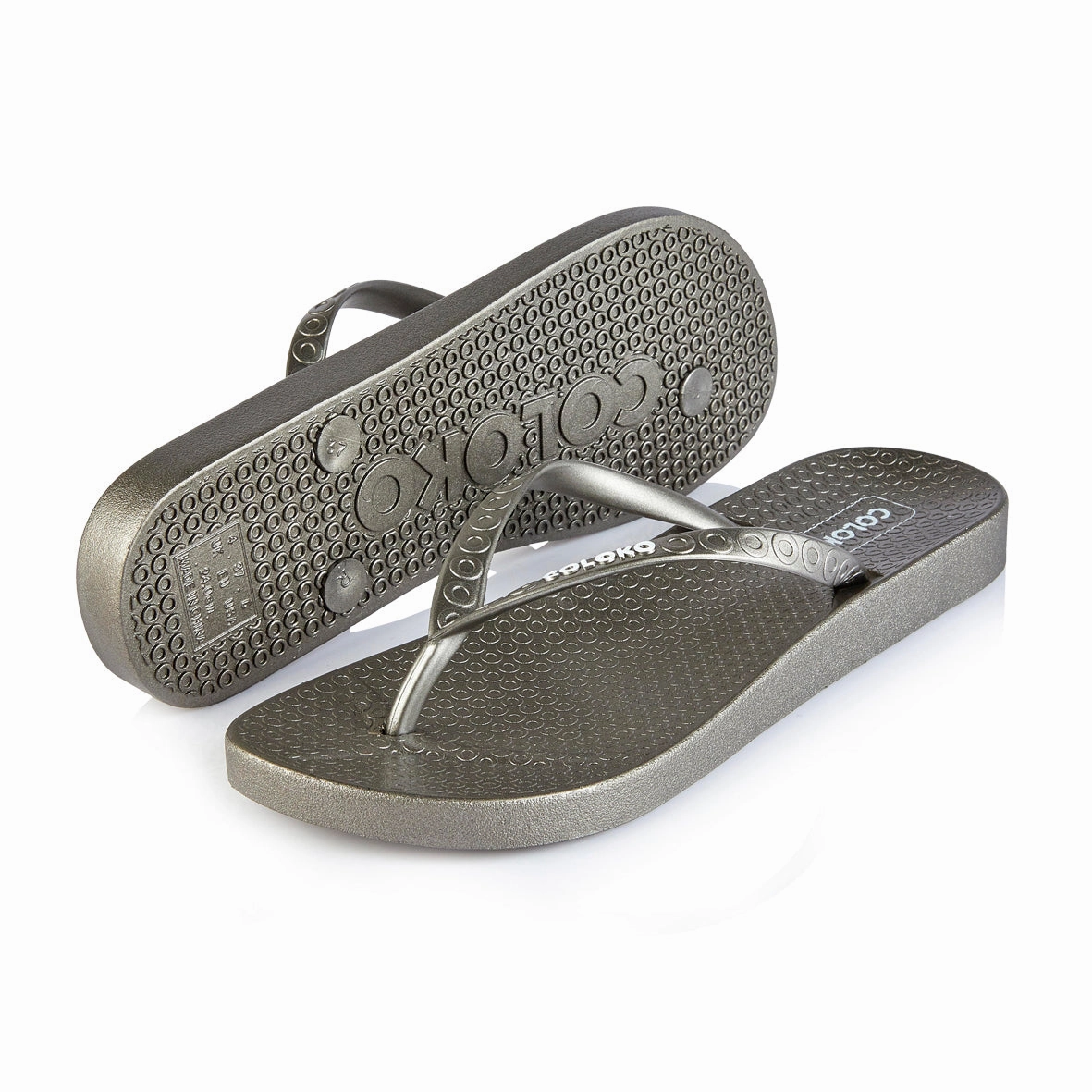 Flip Flops Real Vs Fake Coloko Lantana Pewter Grey Anatomic Metallic Flip Flops Sandals