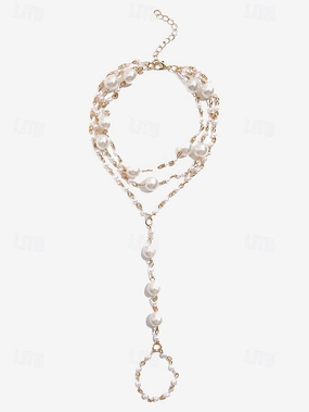 Designer Wedge Ankle Boots Elegant Chain Bracelet Women's  Foot Pearl Ankle