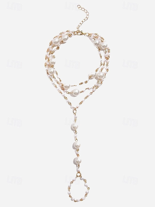 Cheap Chelsea Ankle Boots Elegant Chain Bracelet Women's  Foot Pearl Ankle