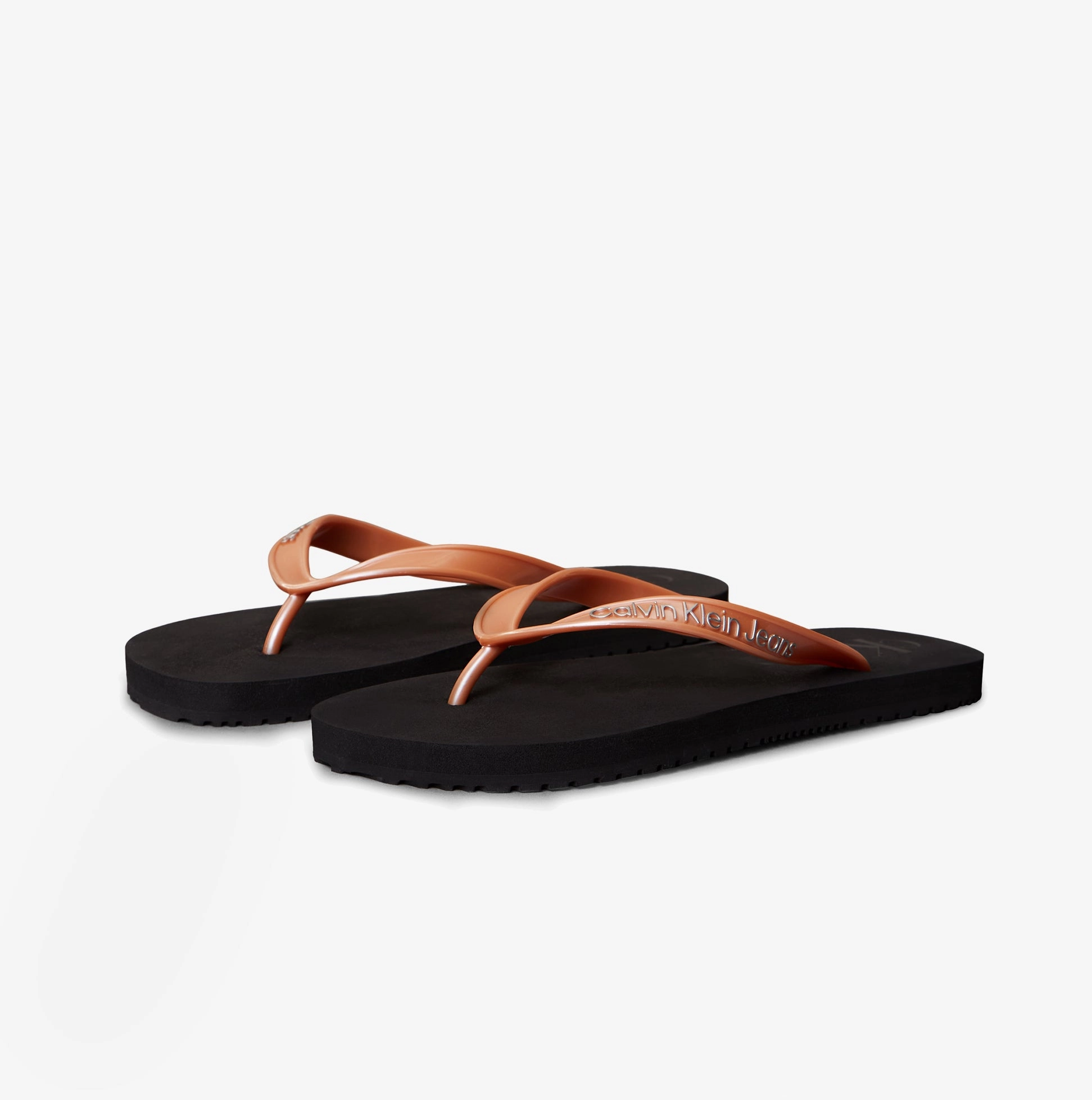 Calvin Klein BEACH SANDAL MONOLOGUE Womens Flip Flops Black/Dusty Coral Earth Spirit Flip Flops