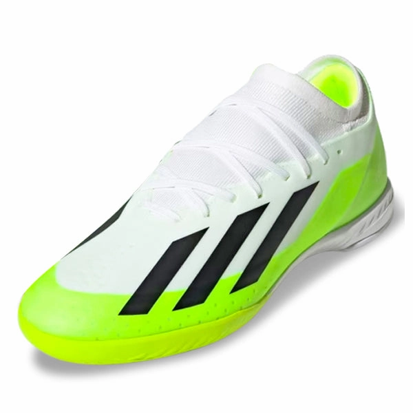 Size 9.5 Soccer Cleats adidas Crazyfast.3 Indoor Shoes (White/Lucid Lemon)