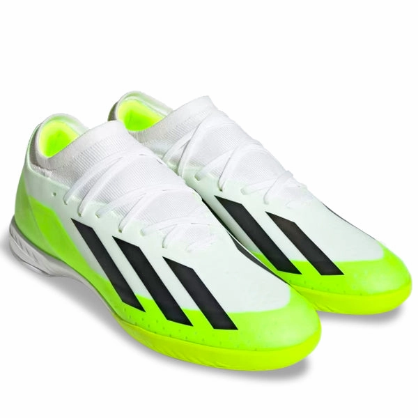 adidas Crazyfast.3 Indoor Shoes (White/Lucid Lemon) Youth Soft Ground Soccer Cleats