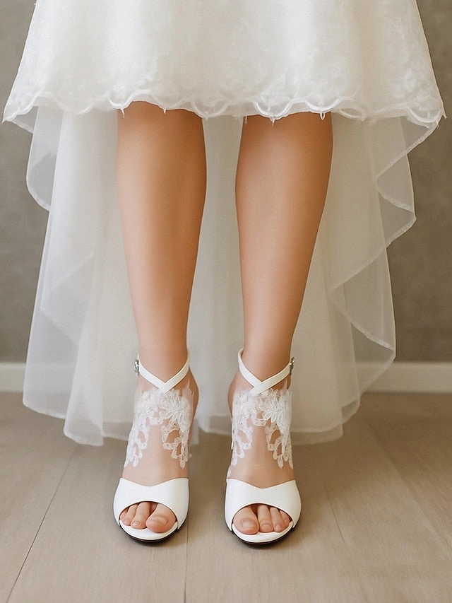 Leather Victorian Ankle Boots White Women's Lace Strap Block with - Ankle Heel Sandals