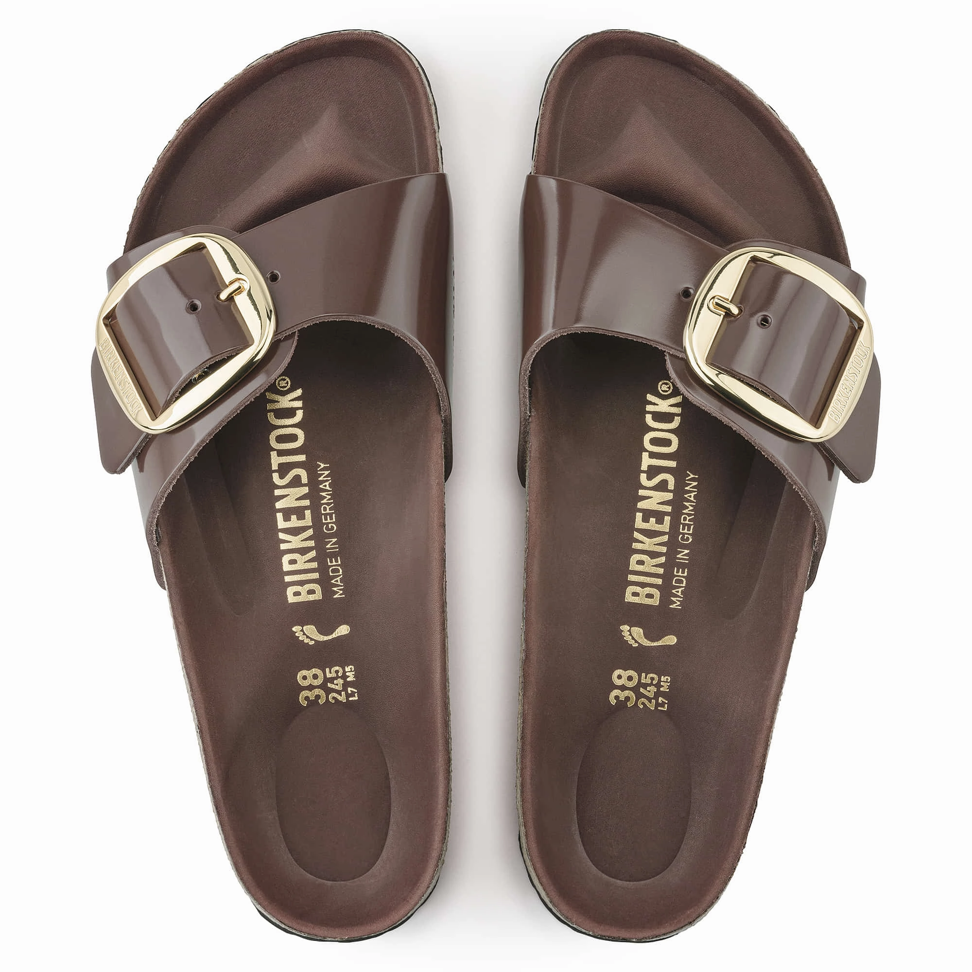 Madrid Big Buckle Natural Leather Patent Birkenstock La