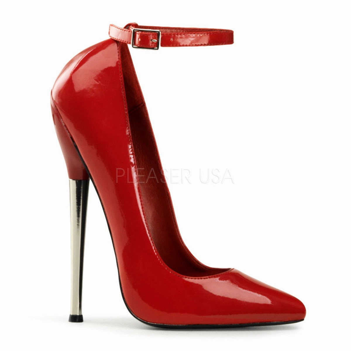 Ankle Booties Boots DEVIOUS DAGGER-12 Red Pat Plain Pumps