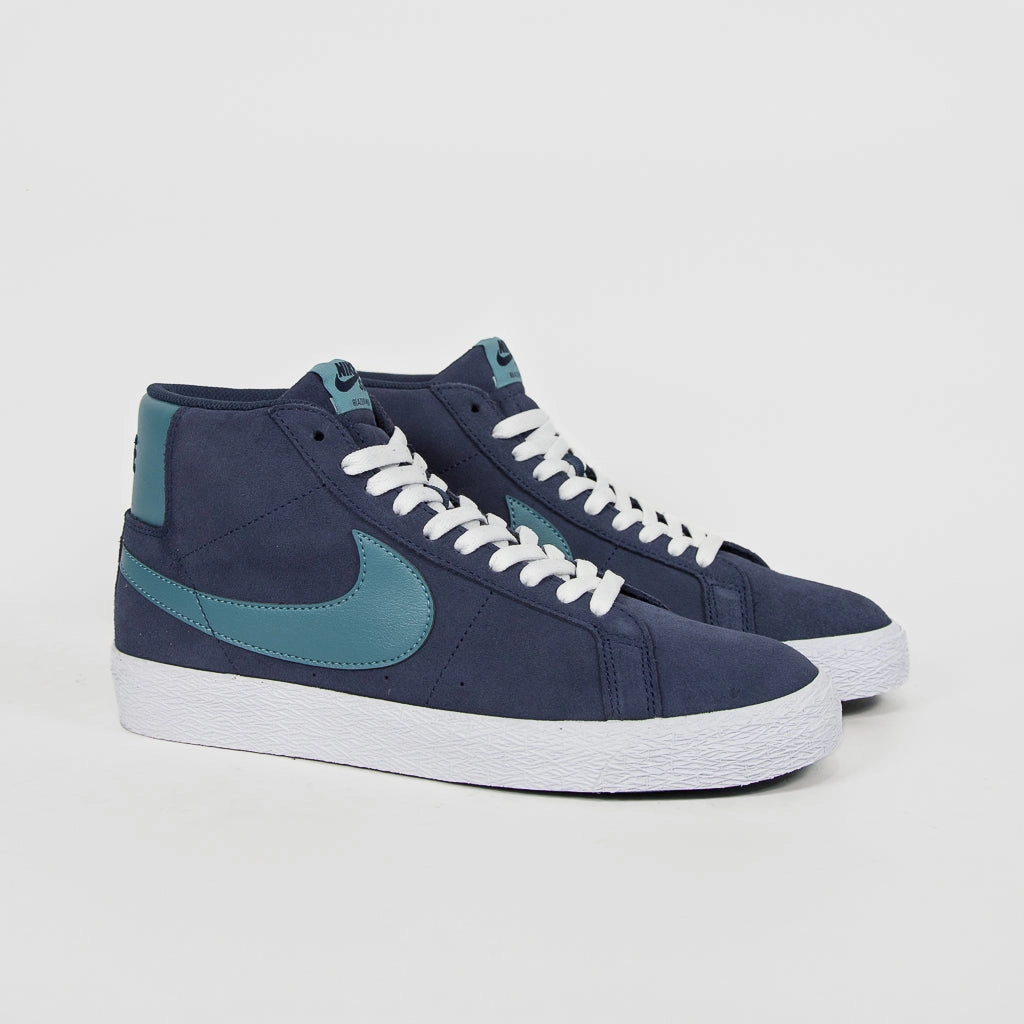 Nike Stefan Janoski Shoes Nike SB - Blazer Mid Shoes - Midnight Navy / Noise Aqua - Midnight Blue