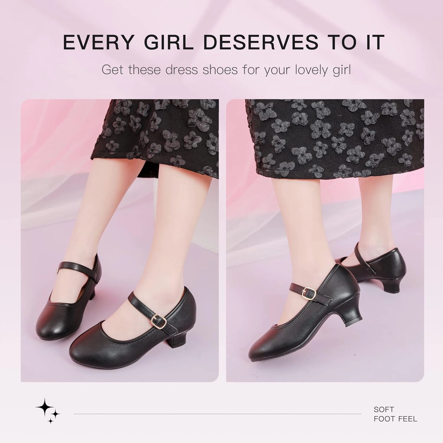 Dufannie Girls Dress Shoes Low Heel Princess Flats Mary Jane Flower Wedding Party Glitter Shoes for Kids Toddler Asics Turf Shoes Soccer