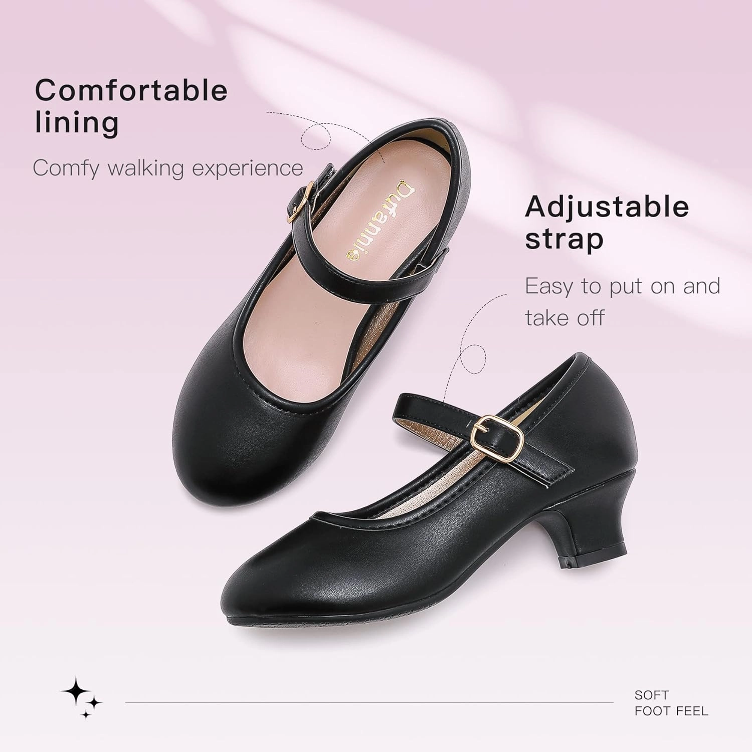 Dufannie Girls Dress Shoes Low Heel Princess Flats Mary Jane Flower Wedding Party Glitter Shoes for Kids Toddler Asics High Arch Running Shoes