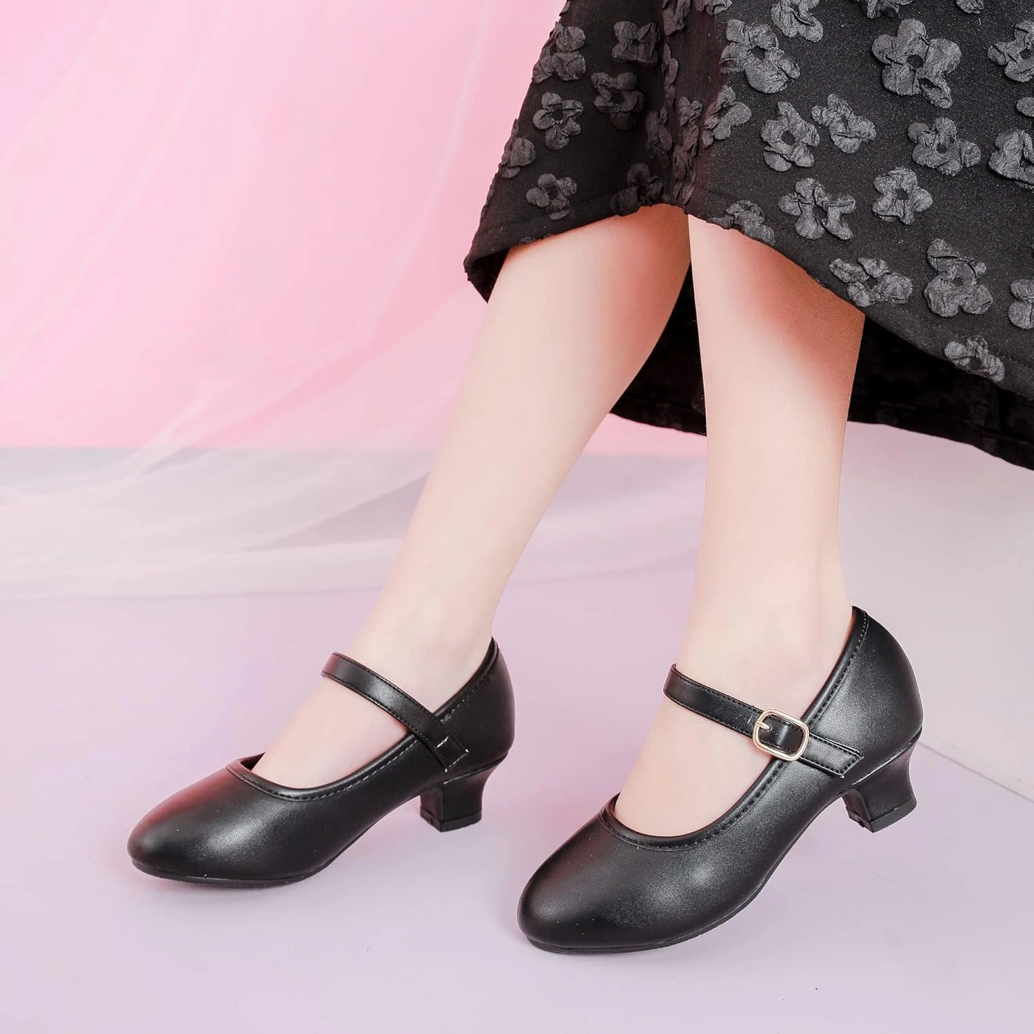 Dufannie Girls Dress Shoes Low Heel Princess Flats Mary Jane Flower Wedding Party Glitter Shoes for Kids Toddler Asics Gel Volleycross Revolution Volleyball Shoe