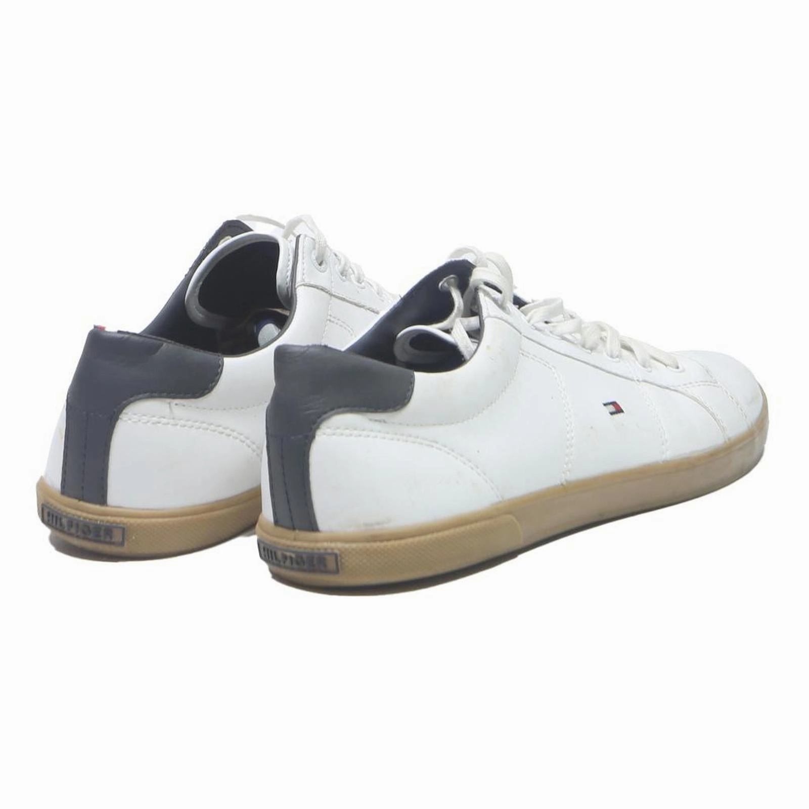 TOMMY HILFIGER Mens Low Top Trainers White Leather UK 10.5 Casual Lace-Up Shoes Plainview Plain Toe Lace Up Oxfords