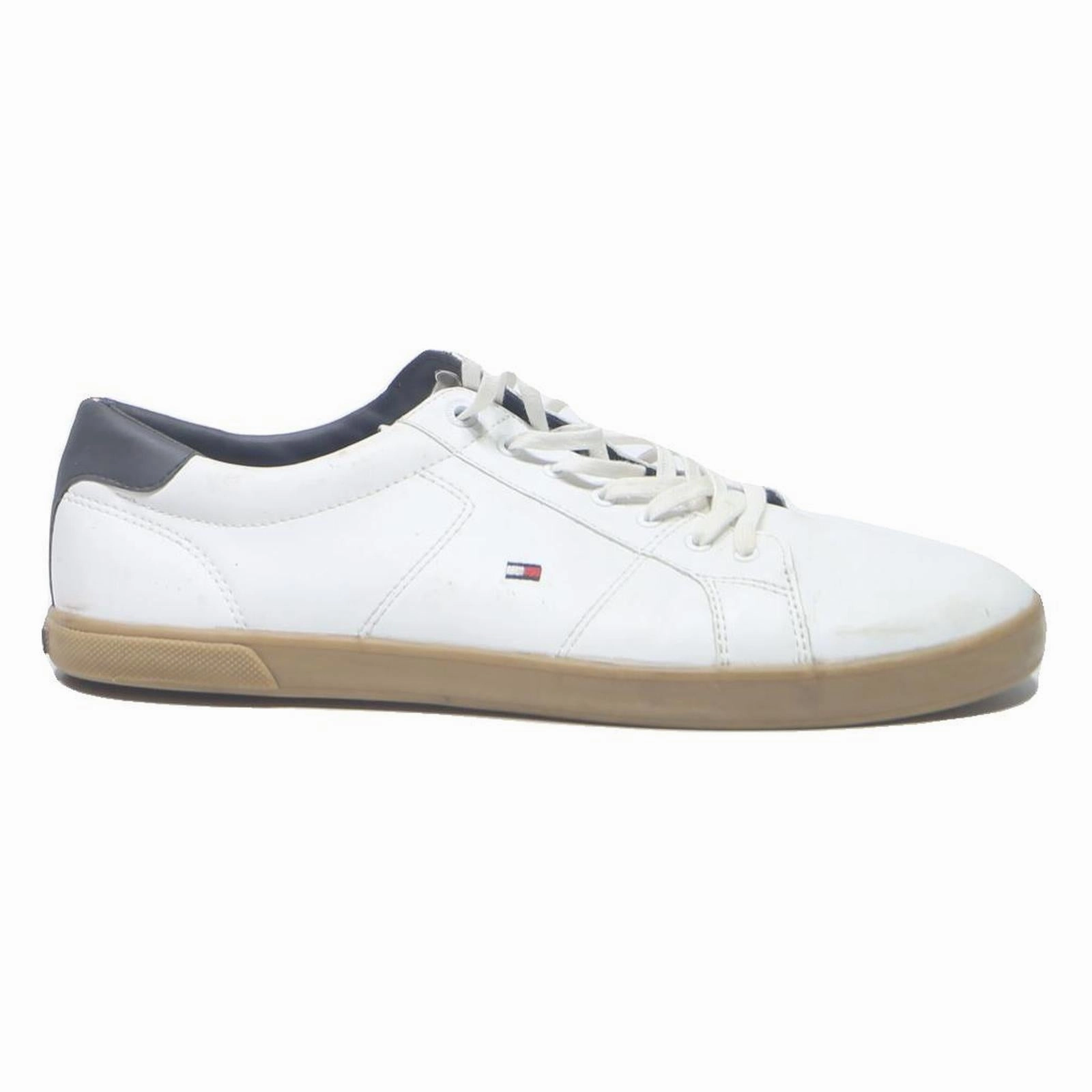 Boss Oxfords TOMMY HILFIGER Mens Low Top Trainers White Leather UK 10.5 Casual Lace-Up Shoes