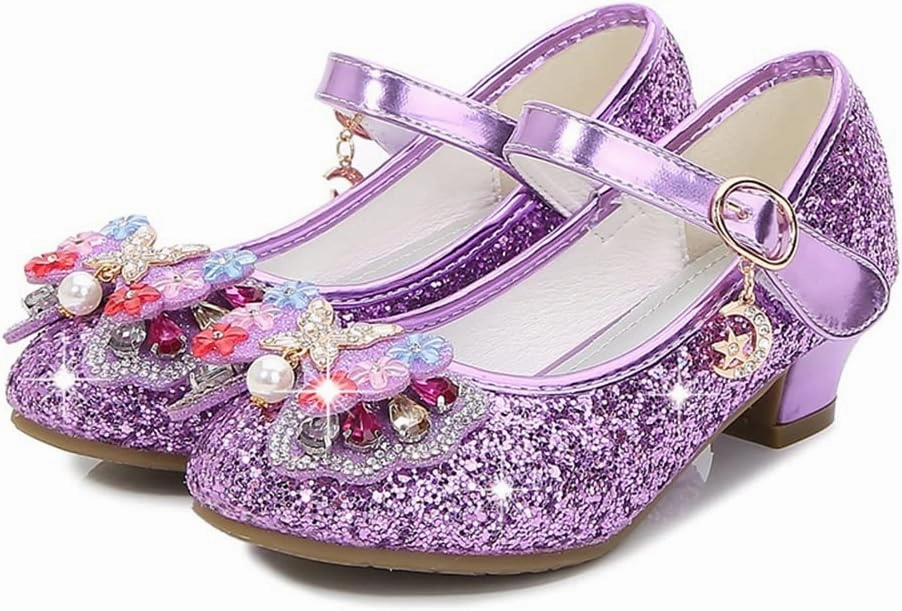 YING LAN Girls Cosplay Dress Wedding Party Shoes Glitter Sequins Low Heel Mary Jane Princess Shoes Asics Vs Nike Shoes