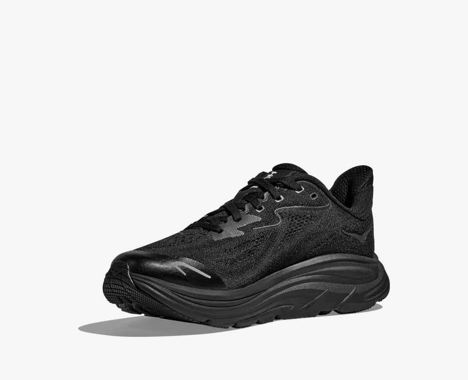 Hoka Clifton 10 Big Kids | Black/Black Voltaic Evo Running Shoe