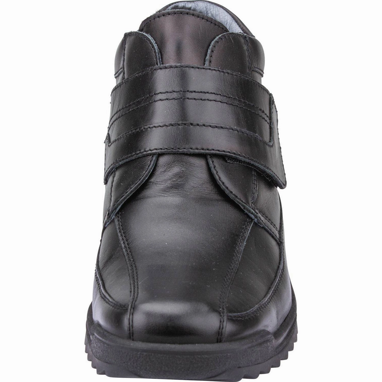 Waldlaufer 613901 174 001 - Kai Mens Wide Black Leather Arch Support Touch Fastening Ankle Boots Dr Marten Boots